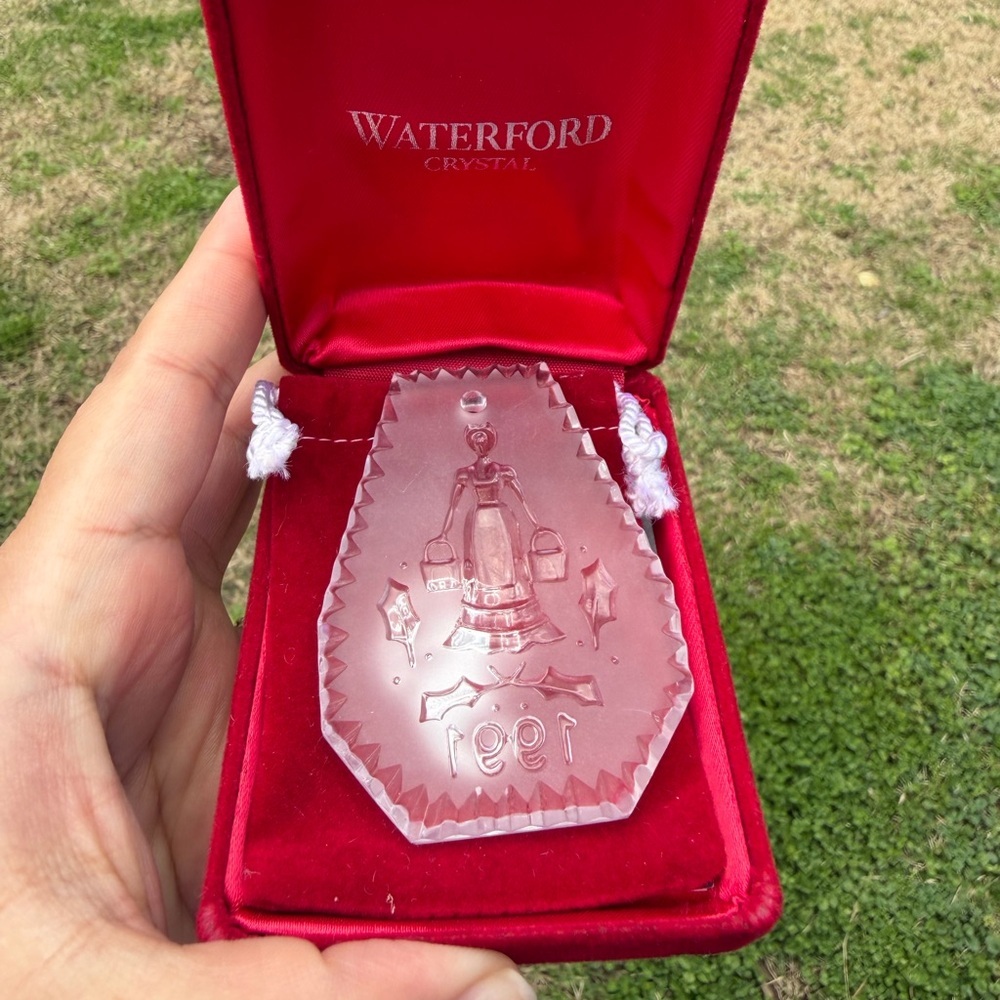 1991 Waterford Crystal 12 Days Of Christmas Ornament Maids A Milking